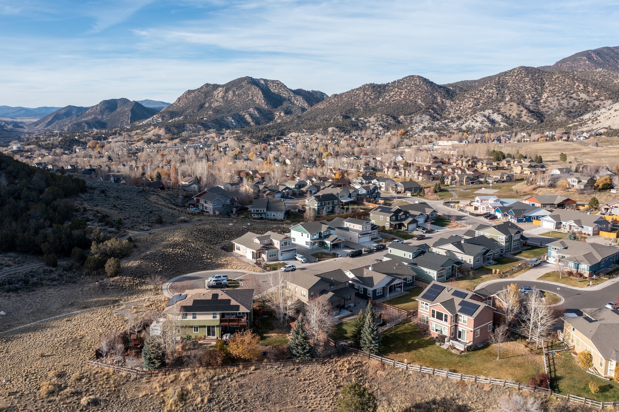 Aerial view of a Southwestern Colorado Residential Neighborhood